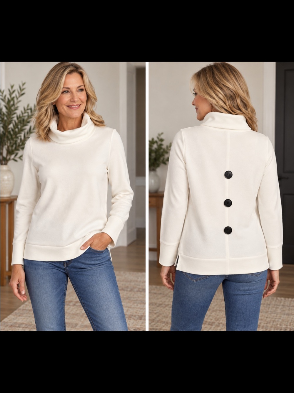 Cream Turtleneck Pullover Women's Top Joseph Ribkoff